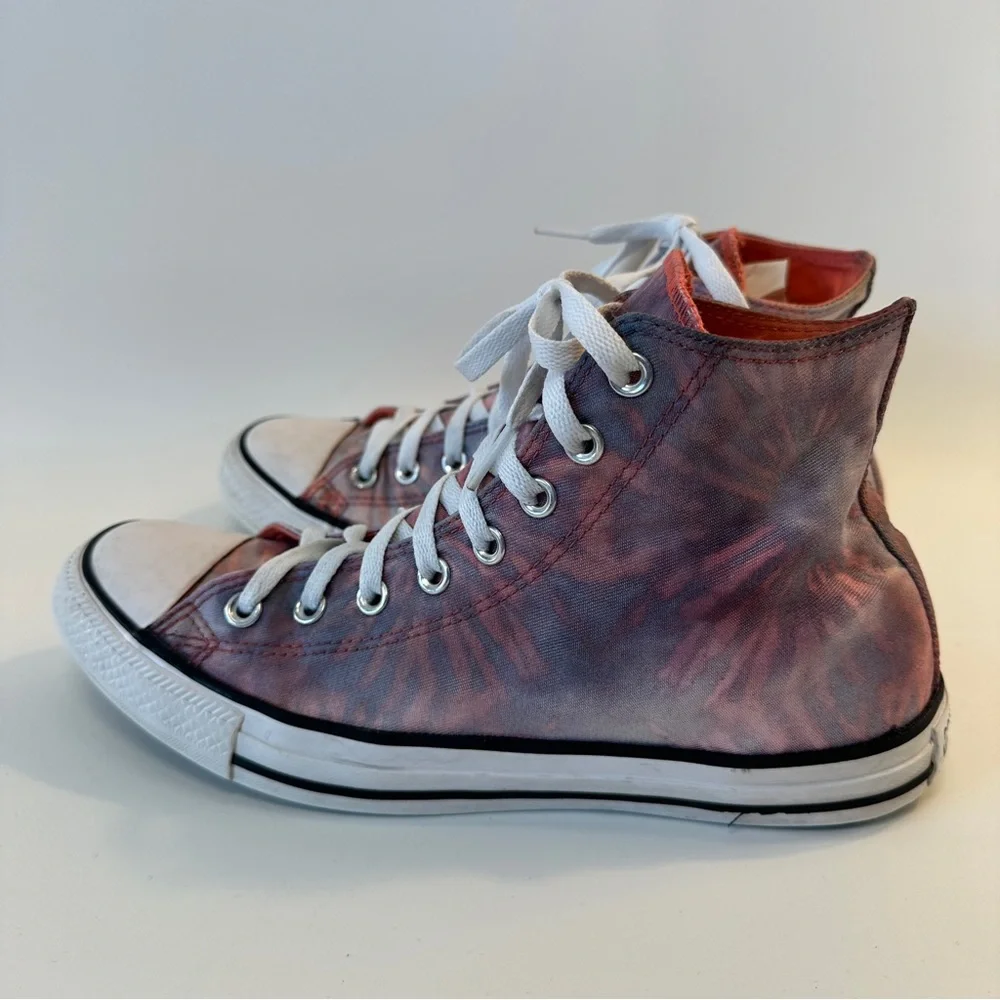 RARE HTF Converse Chuck Taylor All Star Hi Tie Dye Blue Red Coral Men's 9 Wms 11 - Picture 3 of 10